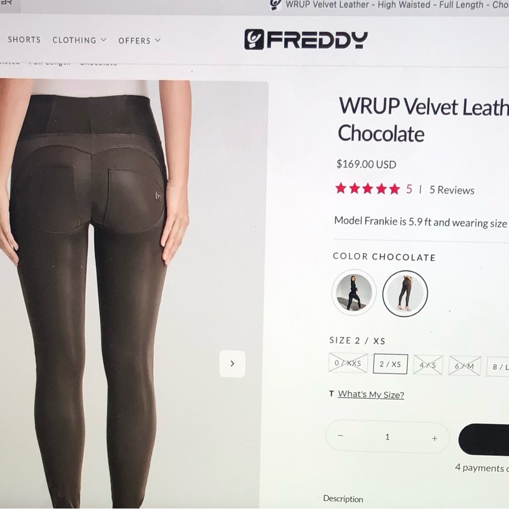 WRUP Velvet Leather- high waisted- full length- chocolate